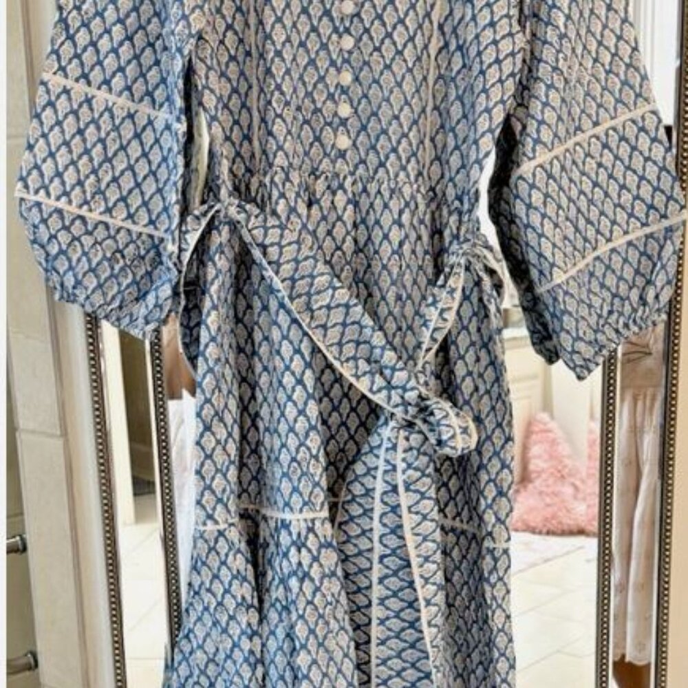 Brand new tuckernuck Sue Sartor blue & white contrast print Dress